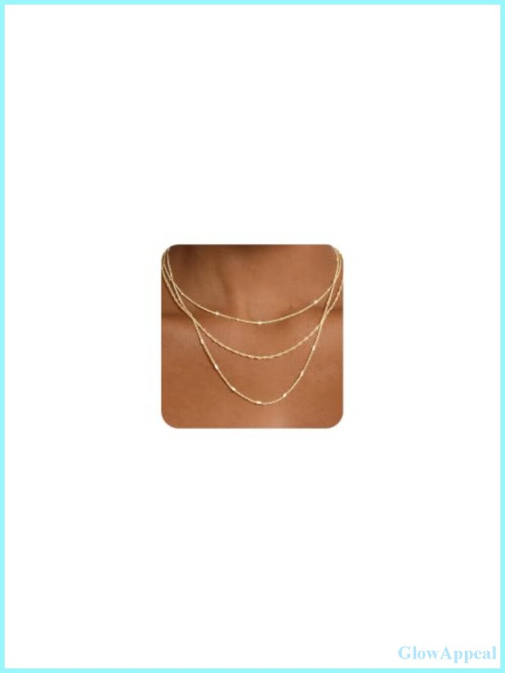 Layered 14k Gold Plated Necklace Set 3 Pc Stackable Wave Satellite Clip Chain
